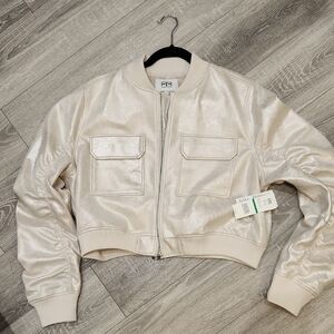 Robert Rodriguez Shimmering Cream Bomber Jacket